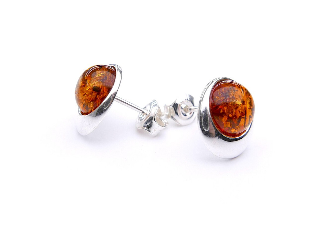 Baltic amber pear earrings in sterling silver