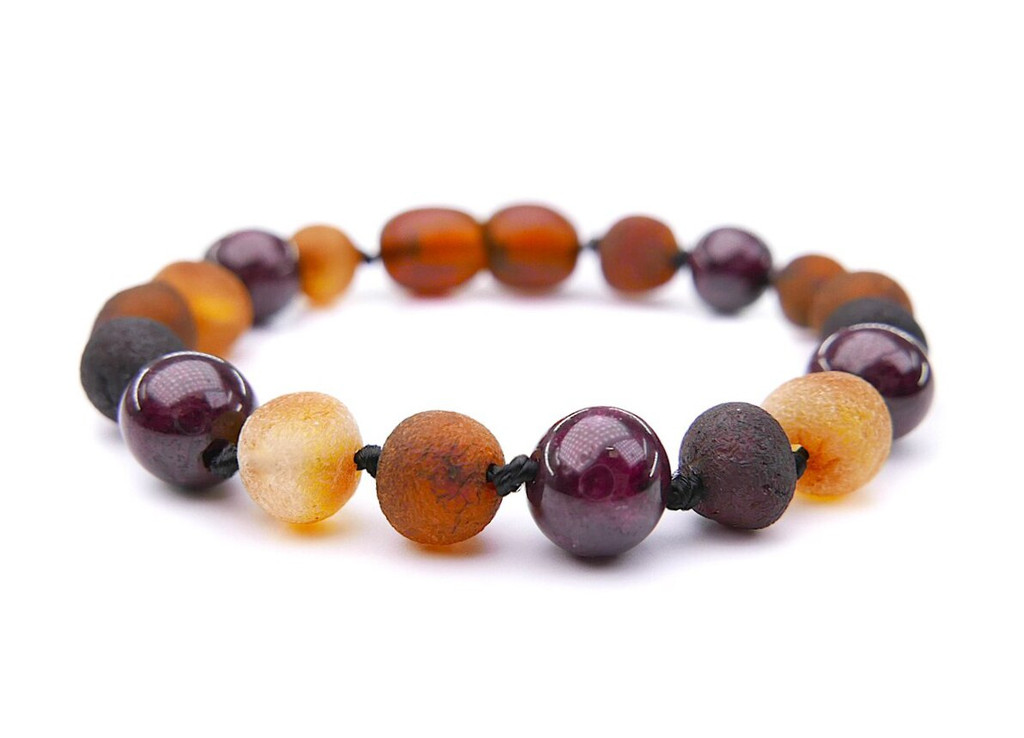 Garnet amber teething bracelet