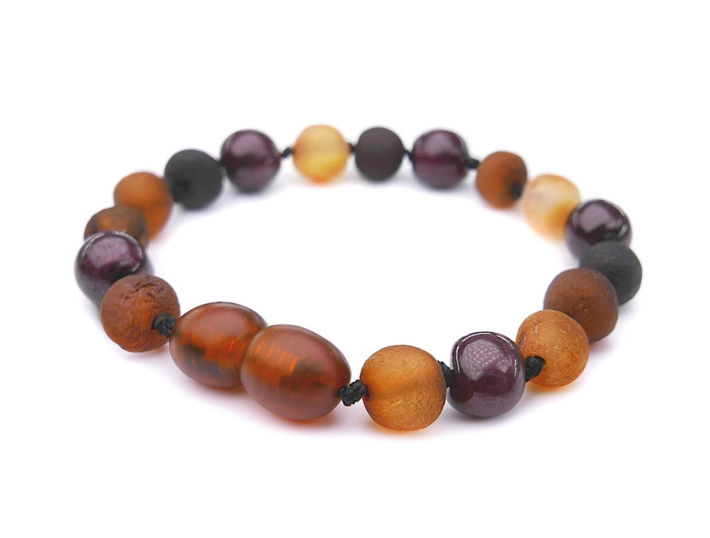 Maximum strength raw amber and garnet gem teething, reflux and colic anklet / bracelet