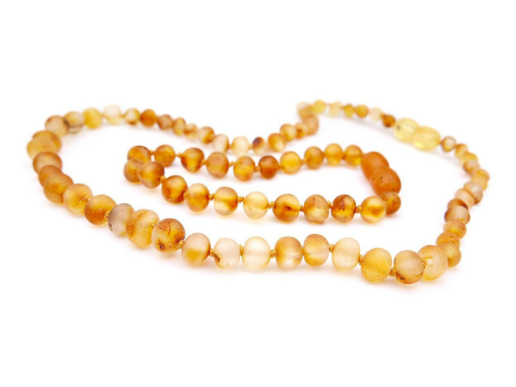raw unpolished baltic amber necklace and bracelet set connected into long adult necklace - classic teething-style design