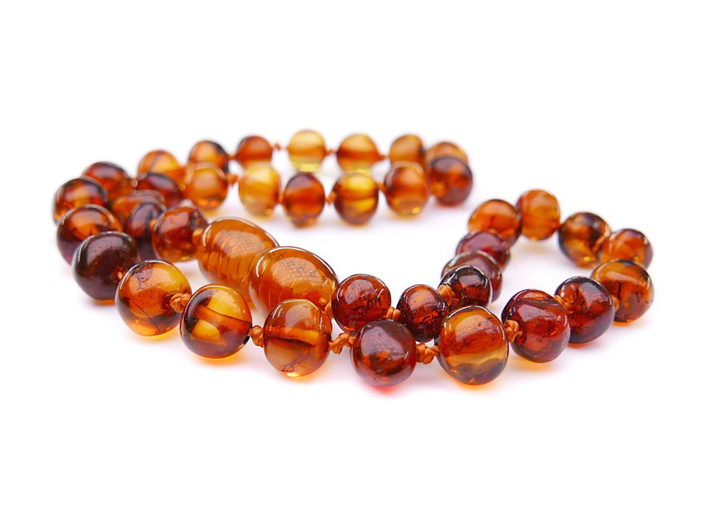 Adult amber anklet cognac baroque beads