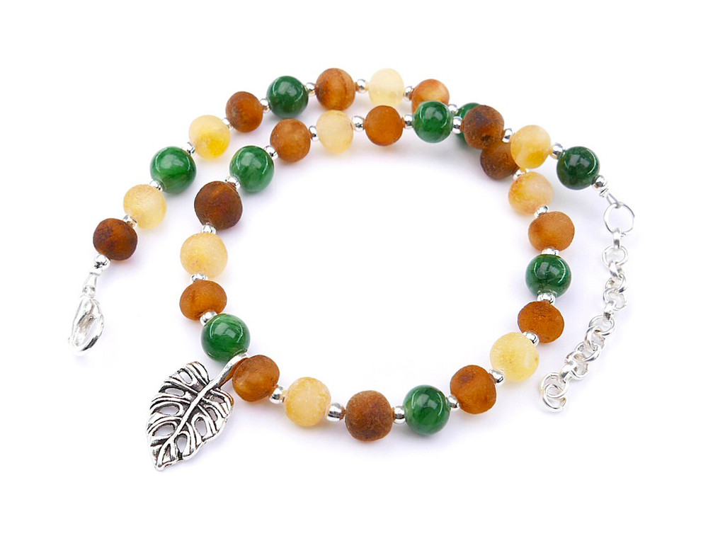 adult amber anklet with jade stone