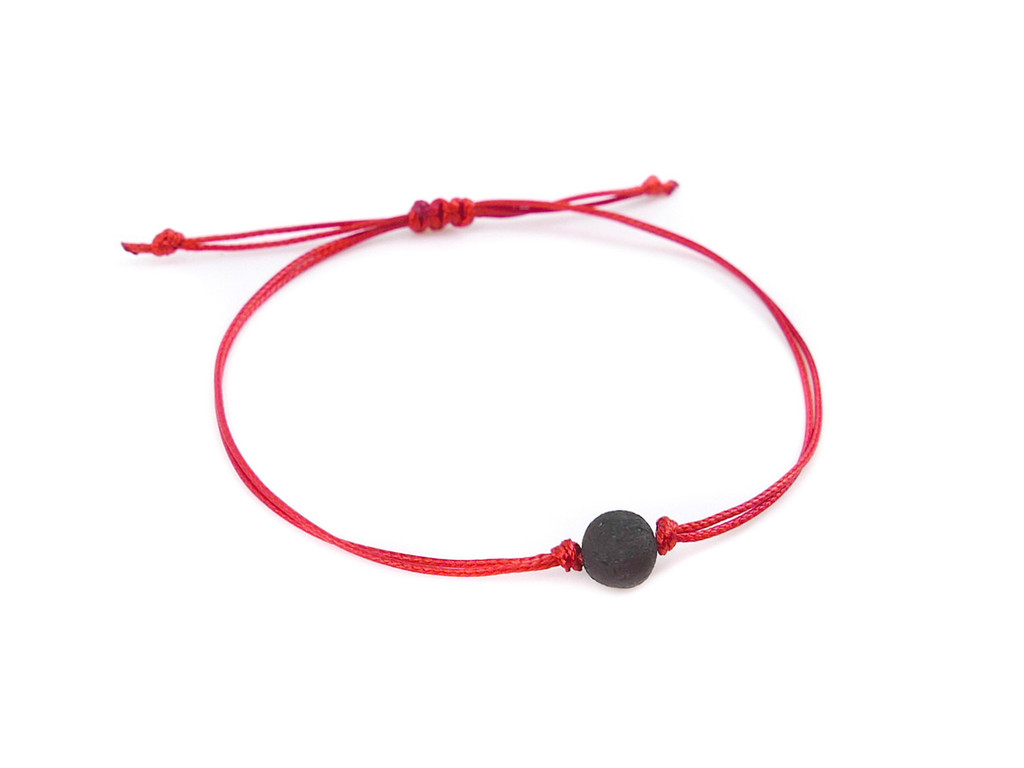 Natural amber red string Kabbalah bracelet