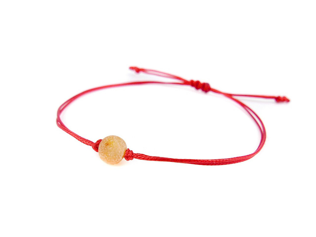 Red Thread Kabbalah Bracelet with Authentic Honey Raw Amber Bead