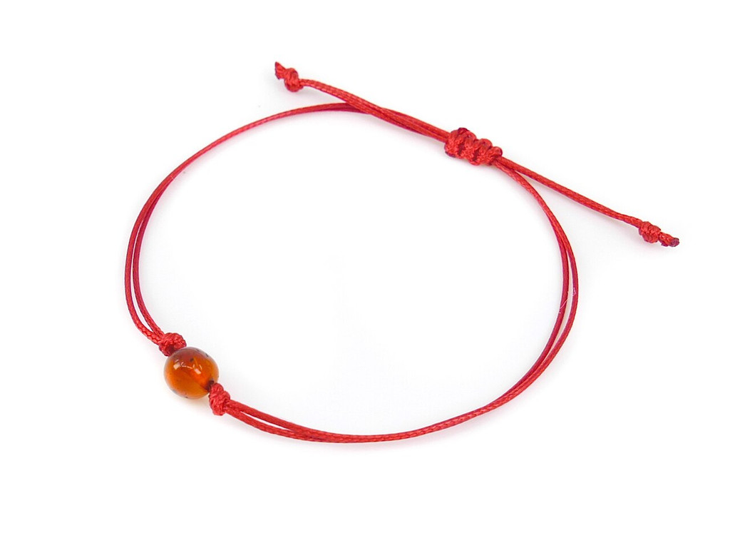 Red string amber bracelet for kids