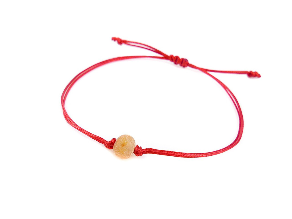 Red string amber bracelet for kids