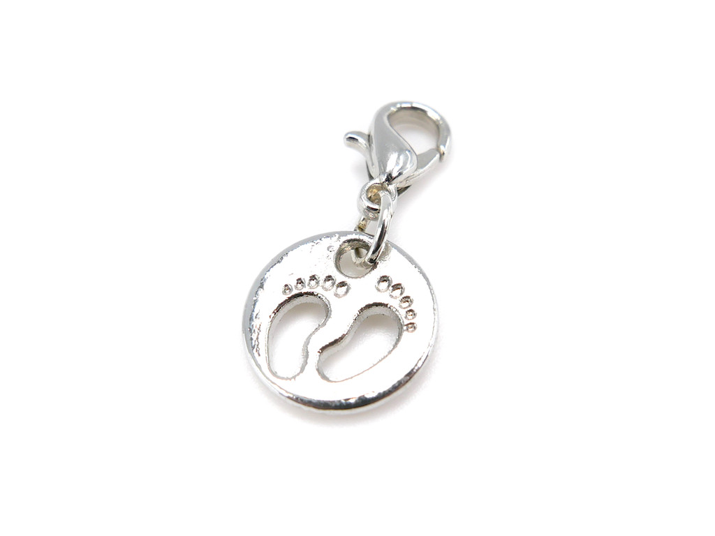 Baby feet disc charm pendant