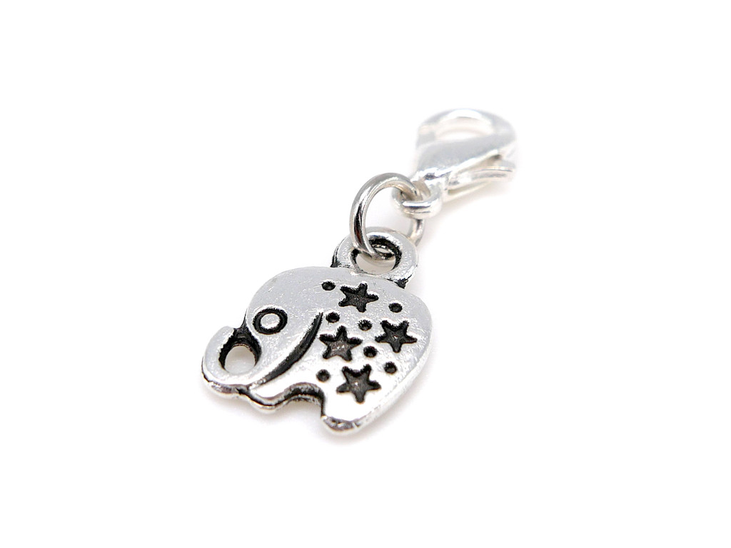 Elephant Charm Pendant for Baltic Amber Jewellery – Cute elephant-shaped pendant with a lobster clasp, designed to personalise compatible adult and kids Baltic amber bracelets, necklaces and anklets