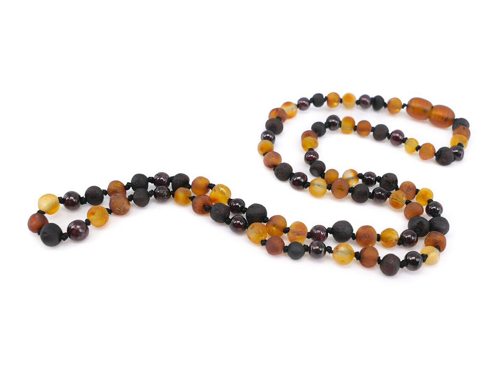 Adult amber necklace garnet beads