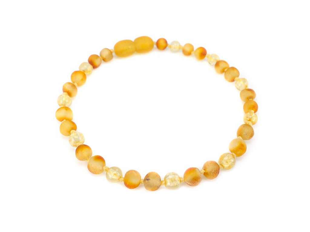 Adult amber bracelet with citrine beads 