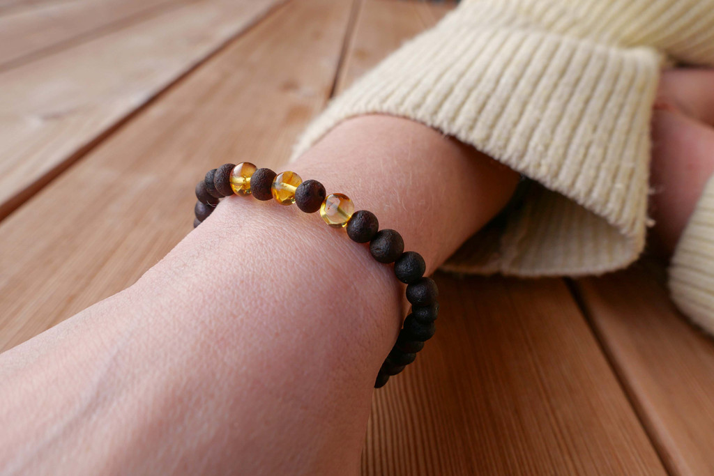 Adult amber bracelet beaded dark cherry for men and women