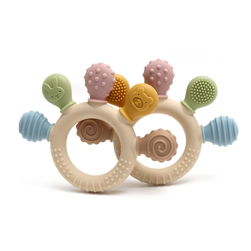 Baby silicone teething ring palm shape easy grip teether toy