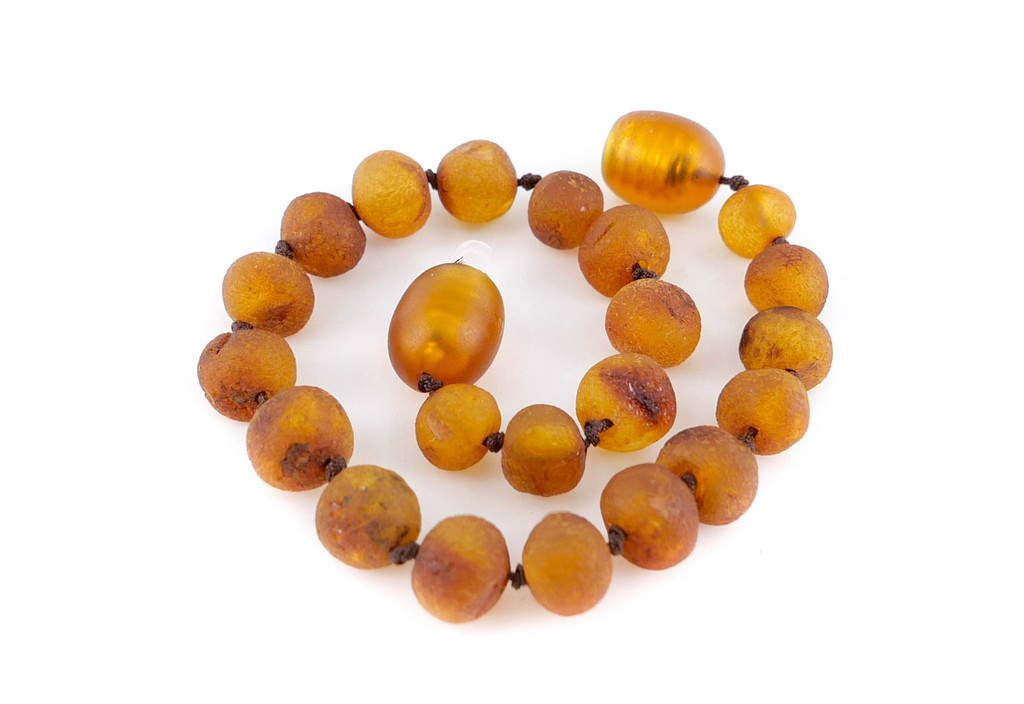 Handmade Cognac Baltic Amber Teething Style Bracelet / Anklet with Genuine Raw Amber Beads and Individually Knotted Cotton Cord