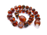 Baltic amber teething jewellery – dark cognac bead bracelet or anklet, handmade and authentic