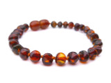 Cognac Baltic amber teething bracelet UK – genuine handcrafted amber jewellery for children 
