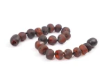 Amber teething bracelet or anklet with raw dark cherry beads for babies 