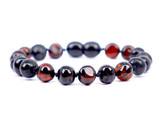 Dark cherry Baltic amber teething bracelet or anklet for baby with baroque beads 