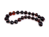 Raw dark cherry Baltic amber teething anklet for kids – certified genuine amber 