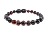 Baltic amber teething anklet – dark cherry baroque design for everyday wear 