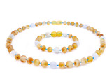 Aquamarine amber teething set 