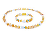 Aquamarine amber teething set 
