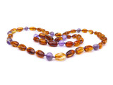 Amber teething set with amethyst. Irish amber jewelry