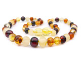 Authentic Baltic amber teething necklace with smooth polished baroque beads in earthy colours