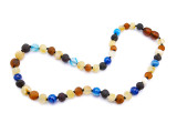 Blue agate amber teething necklace