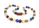 Blue agate amber teething necklace