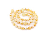 Raw unpolished butterscotch Baltic amber teething necklace with individually knotted beads