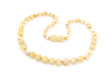 Authentic Baltic amber teething necklace with raw butterscotch beads and secure screw clasp
