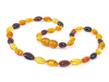 Multicoloured olive amber teething necklace
