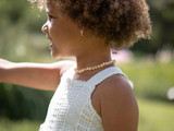 Children’s jewellery necklace made of raw Baltic amber and matte rose quartz stones - traditional teething style design