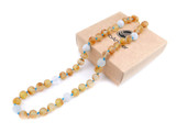 Aquamarine amber teething necklace