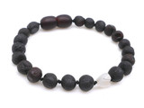 Raw unpolished beads amber teething bracelet or anklet for babies