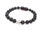 Natural black raw unpolished Baltic amber bracelet for children