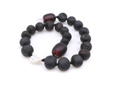 Dark cherry amber teething anklet for 3 month old