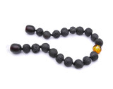 Raw unpolished black Baltic amber teething bracelet or anklet – traditional amber style