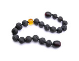 Black and dark cherry Baltic amber teething bracelet or anklet for babies, infants and toddlers