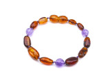 Child’s amethyst and Baltic amber anklet – natural jewellery Scotland, Wales, England & Northern Ireland