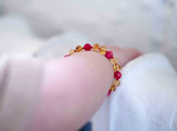 Genuine Baltic amber teething bracelet or anklet for with pink rose jade stone