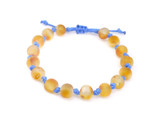 Blue adjustable amber teething bracelet for boys and girls