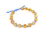 Blue adjustable length Baltic amber teething bracelet on anklet for kids and babies 