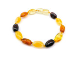 Infant olive beads Baltic amber teething bracelet or anklet, handcrafted genuine jewellery