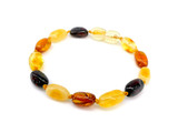 Olive multicoloured Baltic amber teething bracelet or anklet for babies handcrafted genuine jewellery