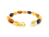 Baby olive multicoloured Baltic amber bracelet for teething handcrafted genuine jewellery 