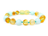 Amazonite amber teething bracelet or anklet for babies