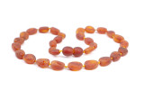 Handcrafted children’s raw cognac Baltic amber necklace with olive-style beads