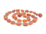 Cognac Baltic amber teething necklace with natural raw olive beads and secure screw clasp