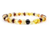 Adult Baltic amber bracelet for men and women featuring multicoloured natural beads — handcrafted, eco-friendly jewellery with timeless style